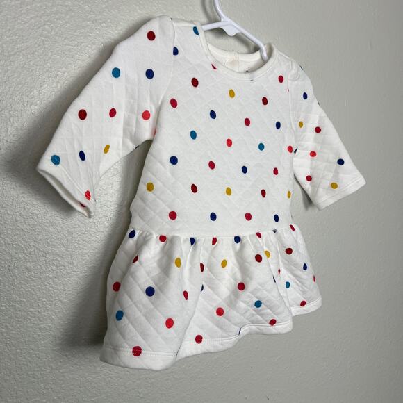 Baby Gap NWT 3-6 months Quilted Dot Dress Bloomers Long Sleeves Rainbow Dots‎ - Picture 2 of 11